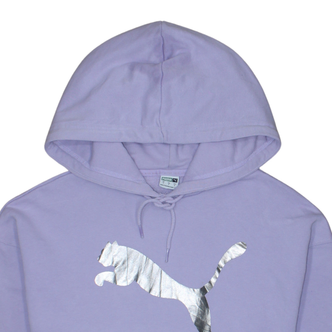 Puma Women’s Purple Hoodie Small Pullover Silver Logo Casual