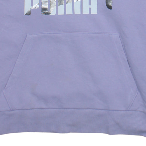 Puma Women’s Purple Hoodie Small Pullover Silver Logo Casual