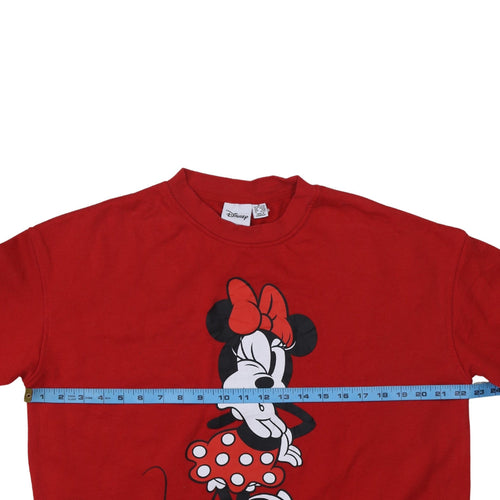 Disney Womens Red Minnie Mouse Pullover Sweatshirt UK 12-14