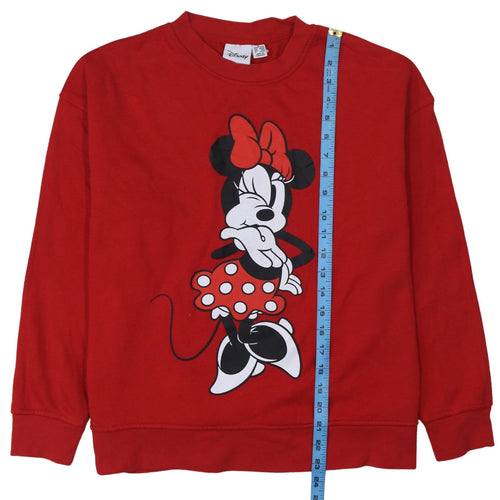 Disney Womens Red Minnie Mouse Pullover Sweatshirt UK 12-14