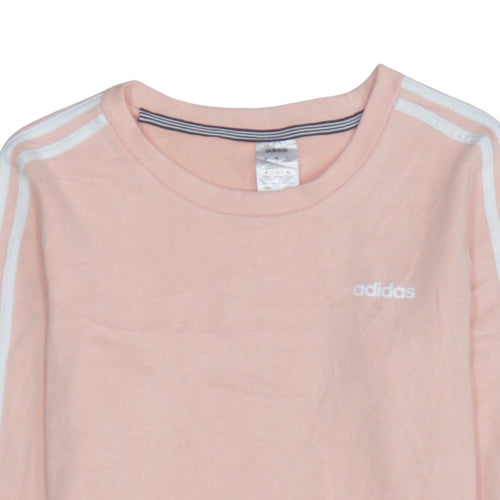 Adidas Women Pink Crew Neck Long Sleeve Pullover Sweatshirt Size 12-14