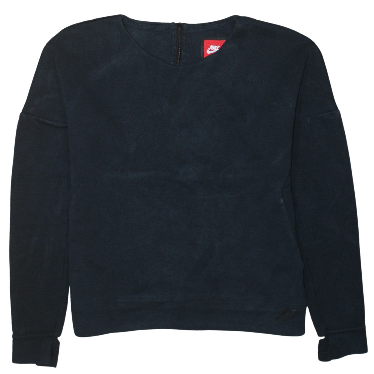 Nike Women Navy Sweatshirt Medium Round Neck Long Sleeve Zip Back