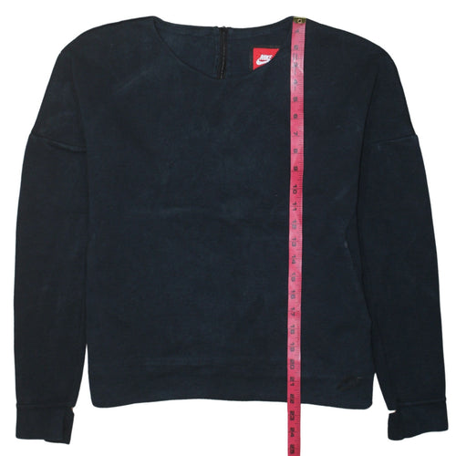 Nike Women Navy Sweatshirt Medium Round Neck Long Sleeve Zip Back