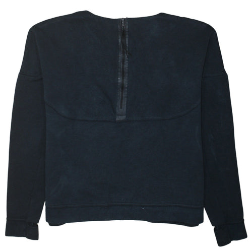 Nike Women Navy Sweatshirt Medium Round Neck Long Sleeve Zip Back