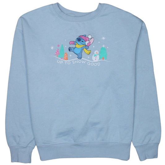 Disney Primark Women Blue Stitch Winter Sweatshirt XS Crew Neck