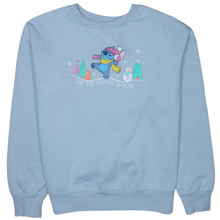 Disney Primark Women Blue Stitch Winter Sweatshirt XS Crew Neck