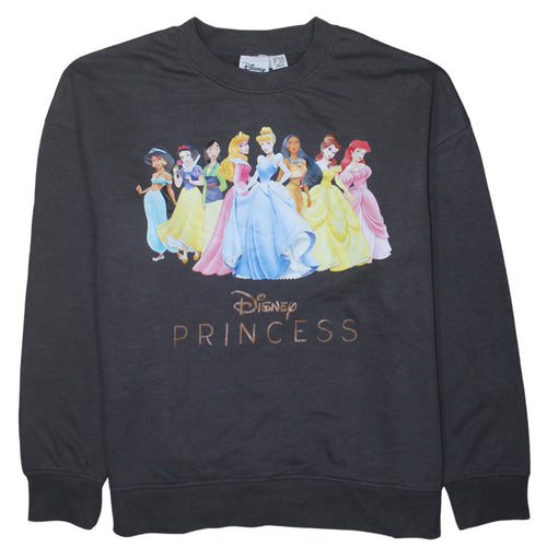 Disney Women Black Princess Pullover Sweatshirt L Graphic Print