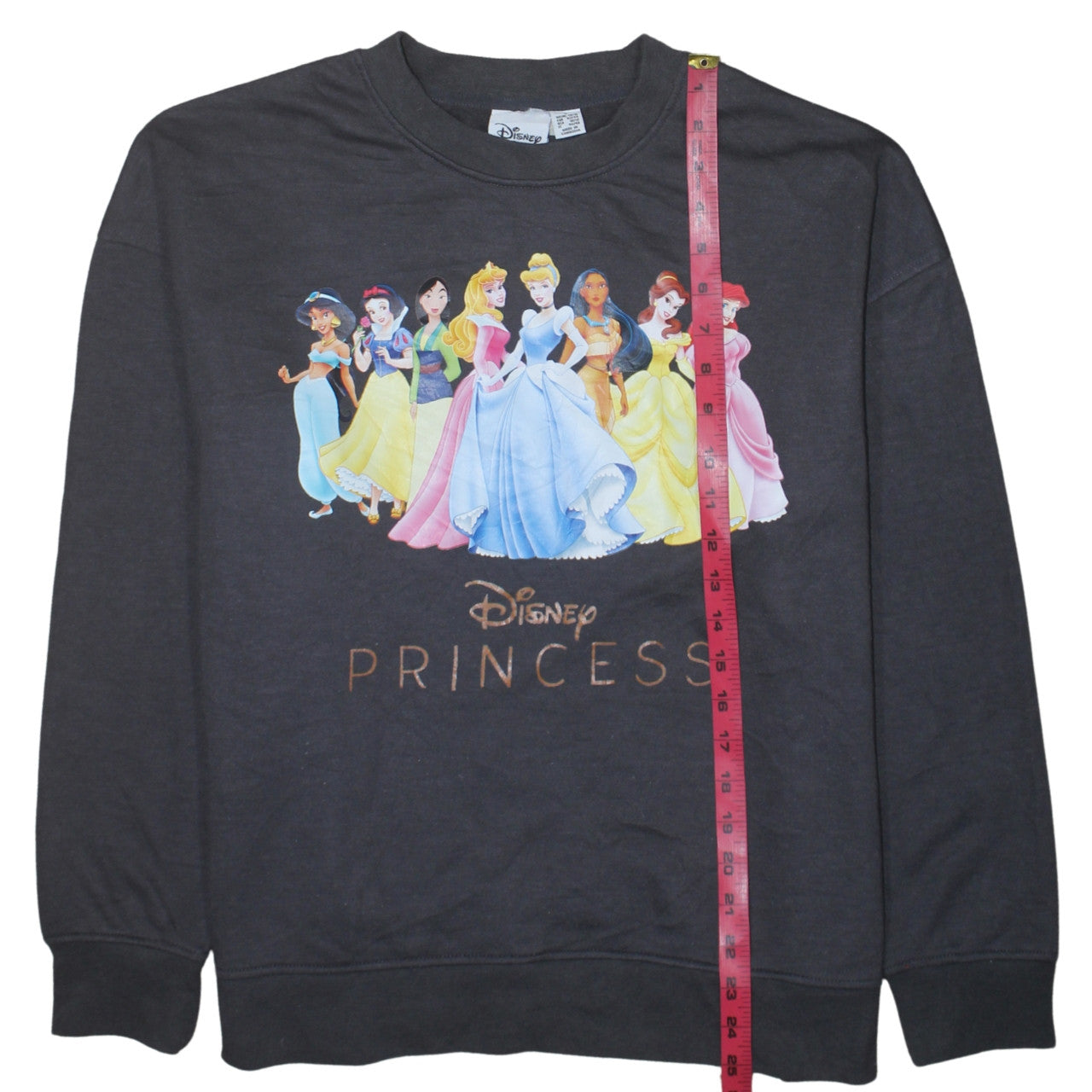 Disney Women Black Princess Pullover Sweatshirt L Graphic Print
