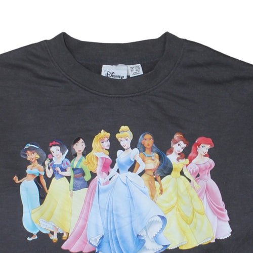 Disney Women Black Princess Pullover Sweatshirt L Graphic Print