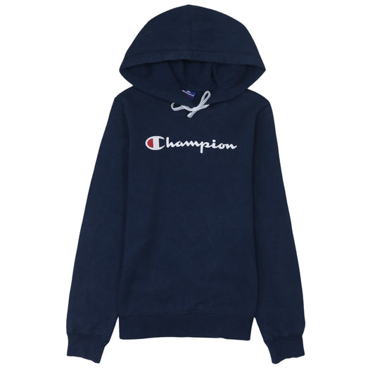 Champion Women's Navy Pullover Hoodie Medium - Classic Logo Cotton Blend