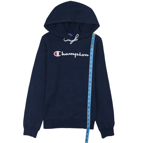 Champion Women's Navy Pullover Hoodie Medium - Classic Logo Cotton Blend