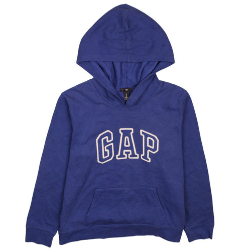 GAP Women's Blue Pullover Hoodie L Cotton Logo Casual Sweatshirt