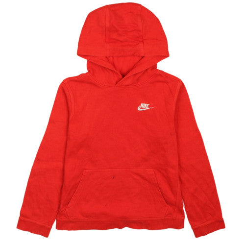 Nike Boys Red Pullover Hoodie Fleece L Logo Sports Sweatshirt