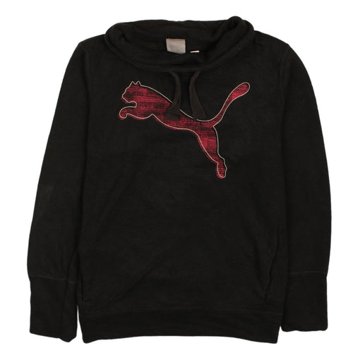 Puma Womens Black Size 12 Pullover Hoodie with Red Logo