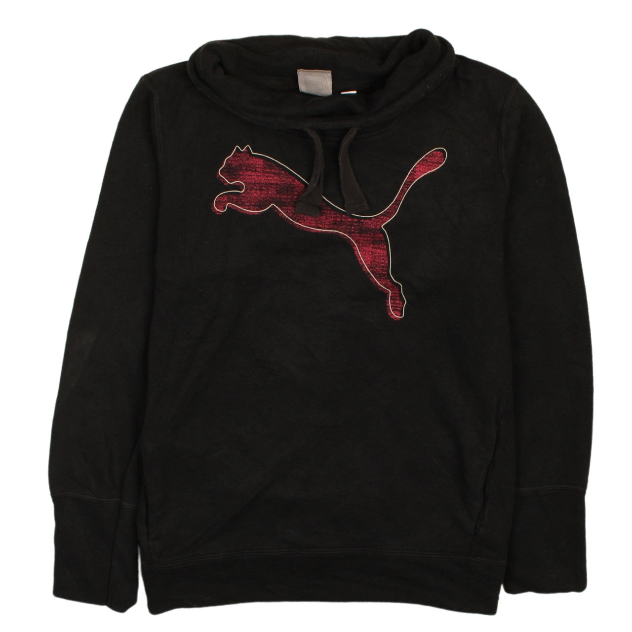 Puma Womens Black Size 12 Pullover Hoodie with Red Logo
