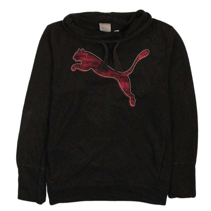Puma Womens Black Size 12 Pullover Hoodie with Red Logo