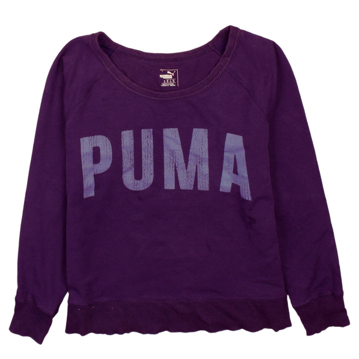 Puma Women's Purple Pullover Sweatshirt UK 12 Crew Neck Logo Print