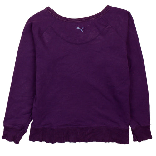 Puma Women's Purple Pullover Sweatshirt UK 12 Crew Neck Logo Print