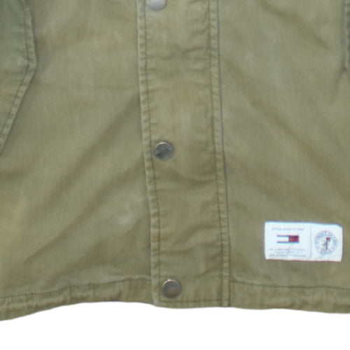 Tommy Jeans Men’s Green Parka Jacket S Hooded Cotton Blend Casual