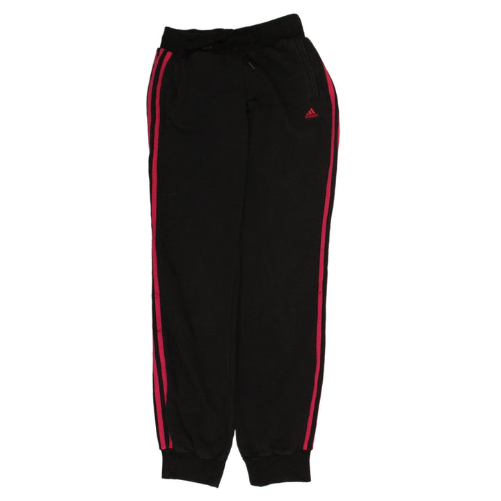 Adidas Women Black XS Jogger Trousers with Pink Stripes