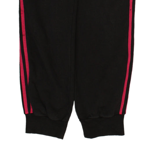 Adidas Women Black XS Jogger Trousers with Pink Stripes
