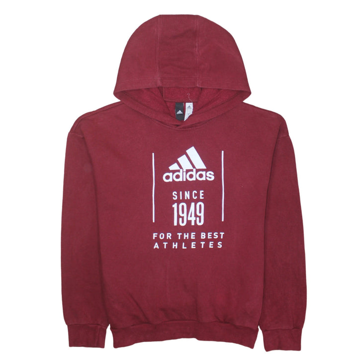 Adidas Men's Red Pullover Hoodie Size S Graphic Sports Fleece
