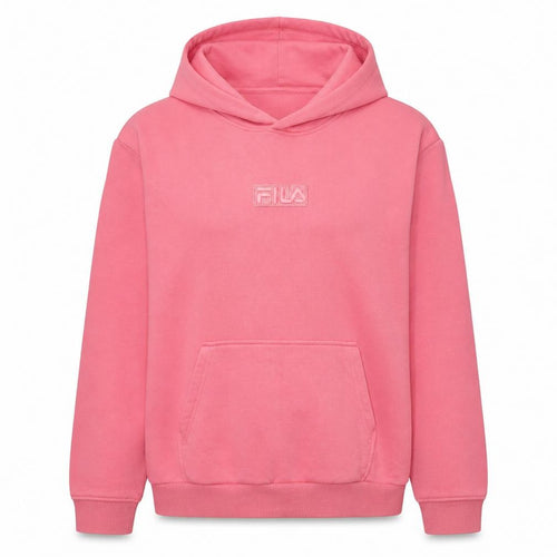 Fila Women Pink Pullover Hoodie L Logo Cotton Casual Sweatshirt