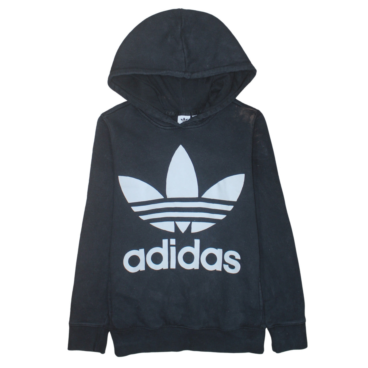Adidas Womens Black Trefoil Logo Pullover Hoodie Size 10