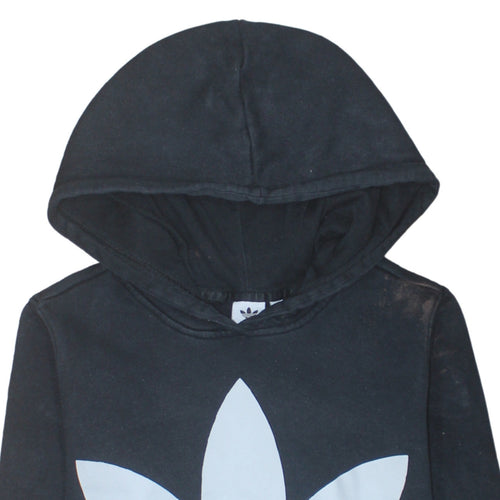 Adidas Womens Black Trefoil Logo Pullover Hoodie Size 10