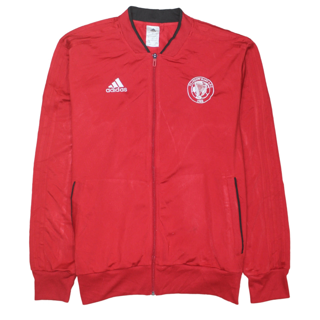 Adidas Men's Red Track Jacket L Glasgow Harp AFC Full Zip Polyester