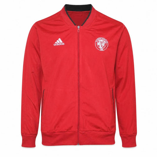 Front view of Adidas Men's Red Track Jacket L Glasgow Harp AFC Full Zip Polyester