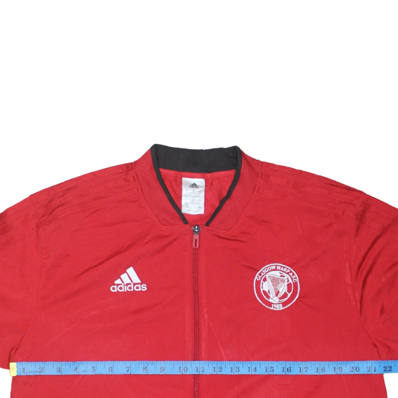 Adidas Men's Red Track Jacket L Glasgow Harp AFC Full Zip Polyester