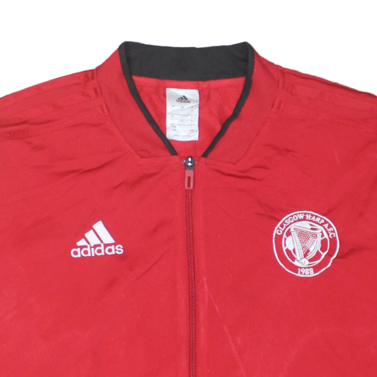 Adidas Men's Red Track Jacket L Glasgow Harp AFC Full Zip Polyester