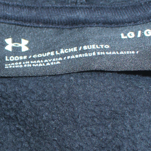 Under Armour Mens Black Pullover Hoodie Size L Loose Fit Fleece