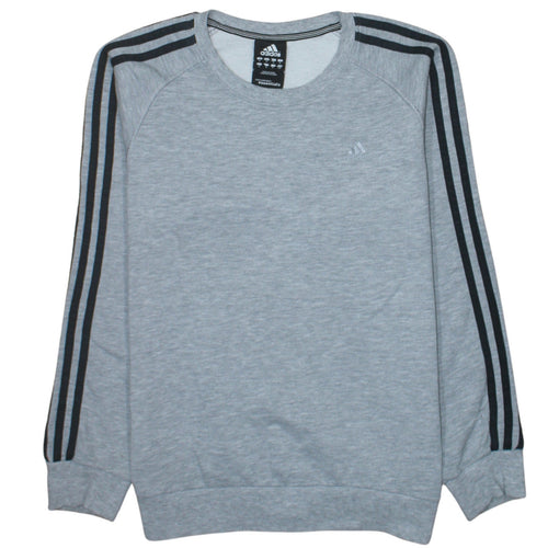 Adidas Men's Grey Crew Neck Pullover Sweatshirt S Regular Fit