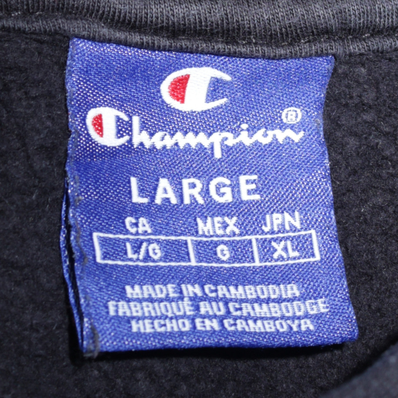 Champion Boys Black Large Pullover Hoodie Cotton Embroidered Logo