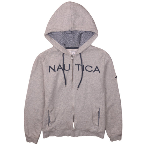 Nautica Womens Grey Full Zip Hoodie Medium Cotton Blend Casual
