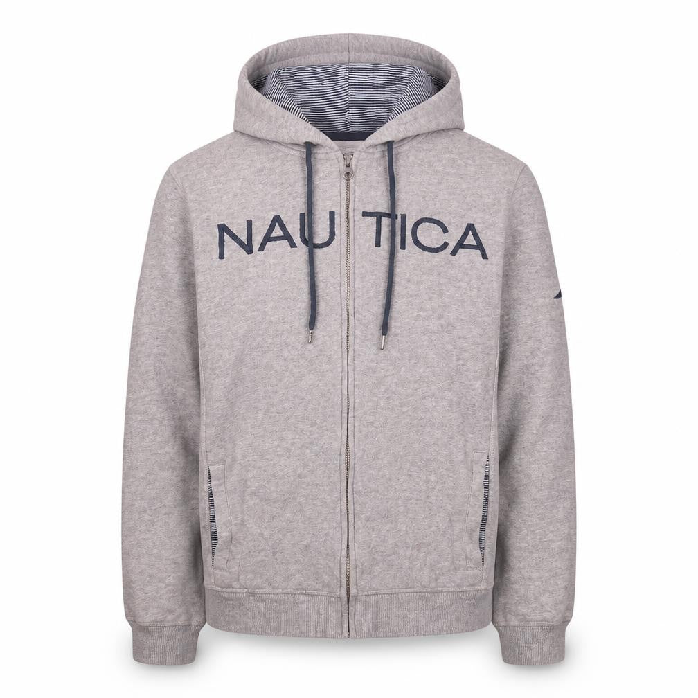 Nautica Womens Grey Full Zip Hoodie Medium Cotton Blend Casual