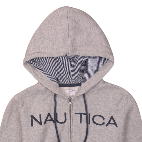 Nautica Womens Grey Full Zip Hoodie Medium Cotton Blend Casual