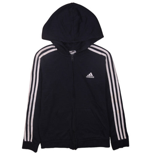 Adidas Boys Black Full Zip Hoodie Size S 8-10 with Logo Detail