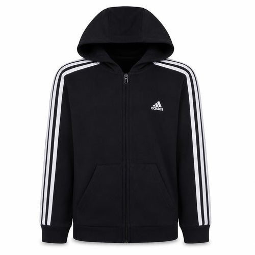 Adidas Boys Black Full Zip Hoodie Size S 8-10 with Logo Detail