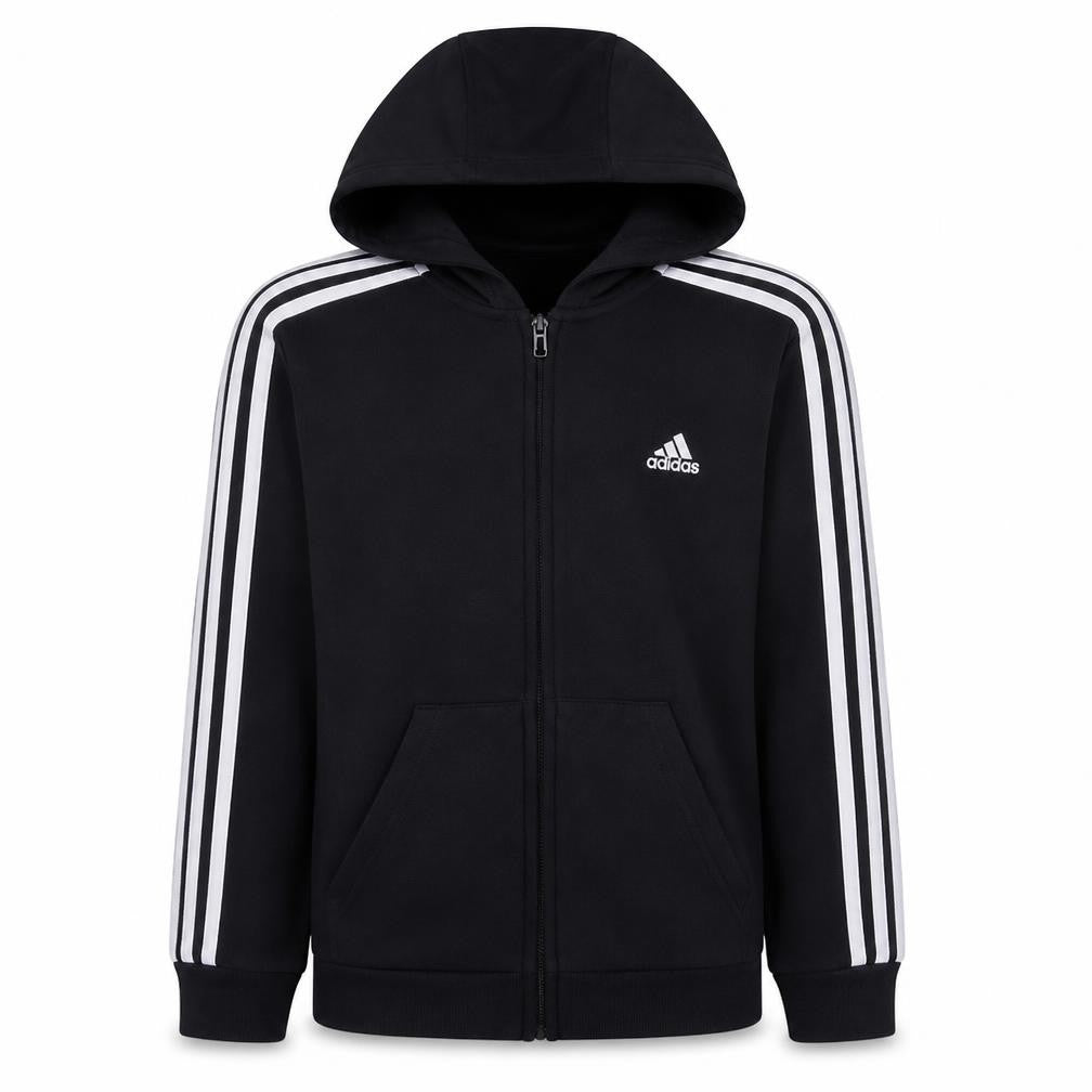 Adidas Boys Black Full Zip Hoodie Size S 8-10 with Logo Detail