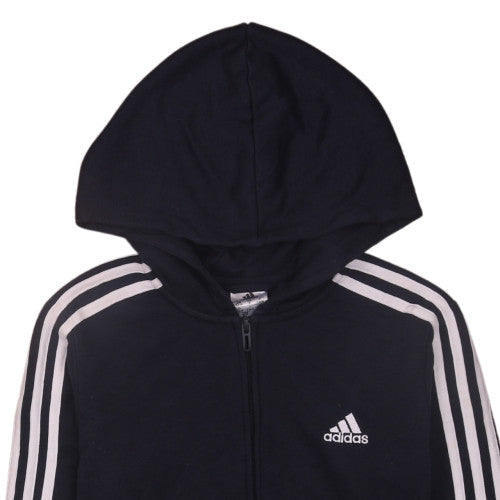 Adidas Boys Black Full Zip Hoodie Size S 8-10 with Logo Detail