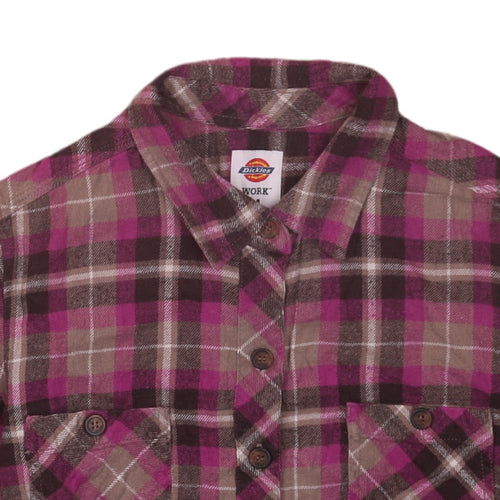 Dickies Women Multicoloured Plaid Flannel Long Sleeve Button-Up Shirt M