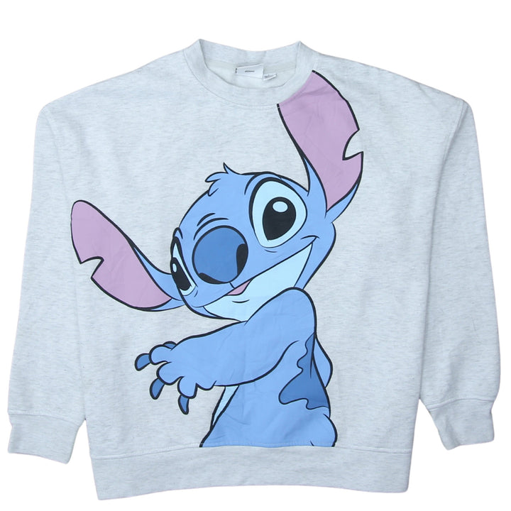 Disney Stitch Grey Sweatshirt Women L Graphic Pullover Jumper