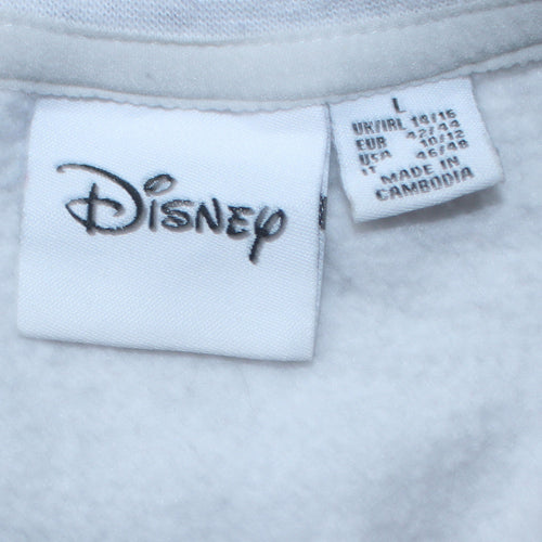 Disney Stitch Grey Sweatshirt Women L Graphic Pullover Jumper