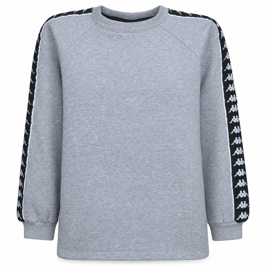 Front view of Kappa women’s grey logo tape sweatshirt large casual pullover