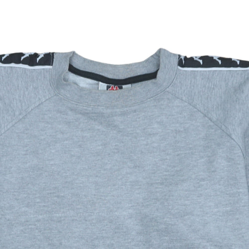 Kappa Womens Grey Logo Tape Sweatshirt Large Casual Pullover