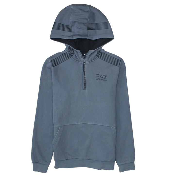 Emporio Armani EA7 Boys Grey Hoodie 14 Years 1/4 Zip Fleece Pullover