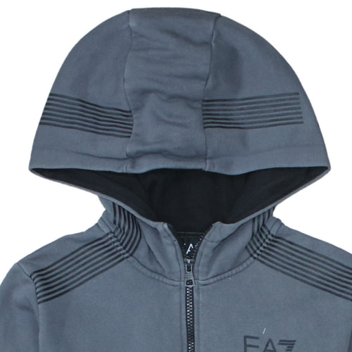 Emporio Armani EA7 Boys Grey Hoodie 14 Years 1/4 Zip Fleece Pullover